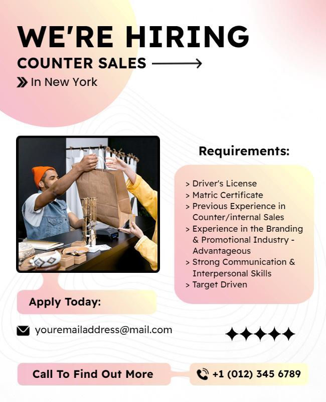 Counter Sales Hiring Announcement Flyer Template