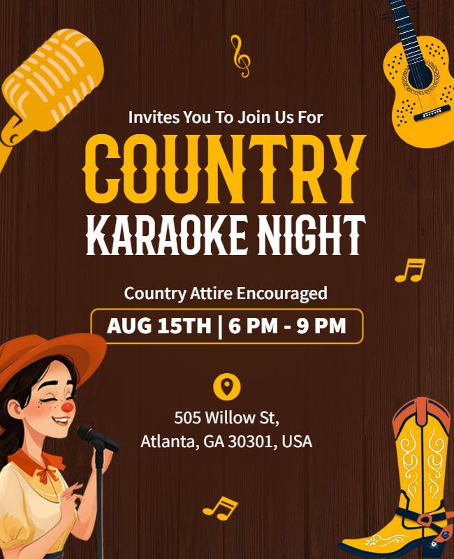 Country Karaoke Night Flyer Template
