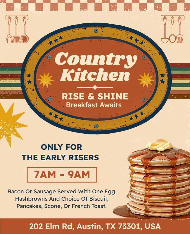 Country Kitchen Breakfast Promotion Flyer Template