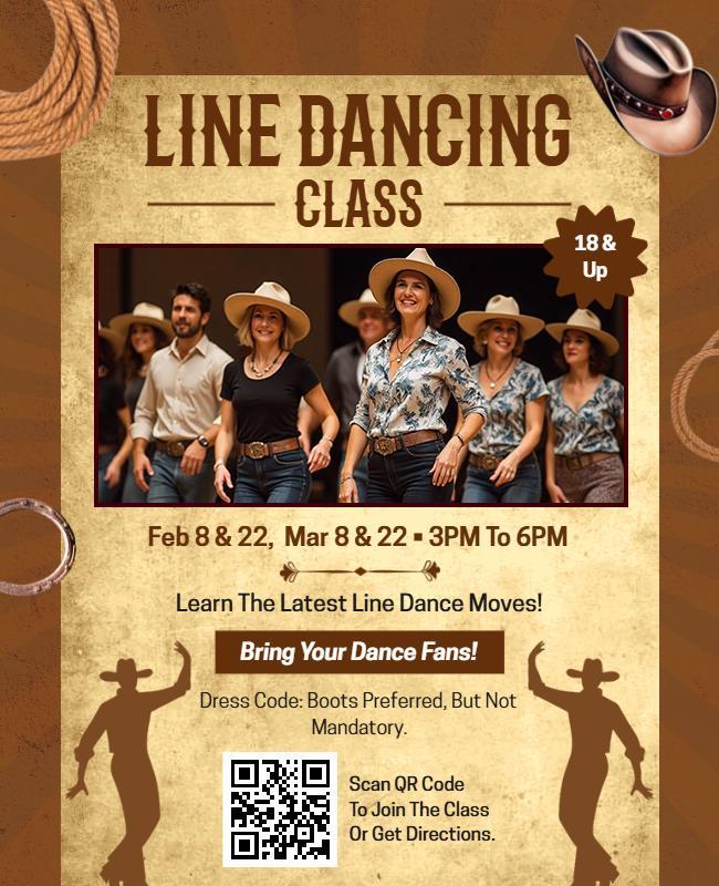 Country Line Dancing Class Event Flyer Template