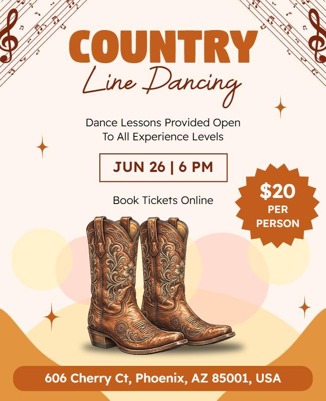 Country Line Dancing Event Poster Template