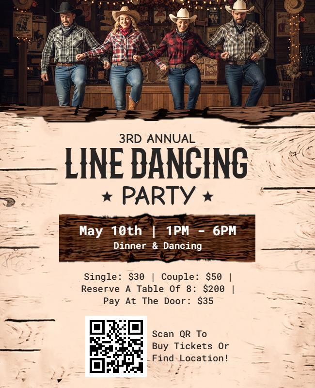 Country Line Dancing Party Event Flyer Template