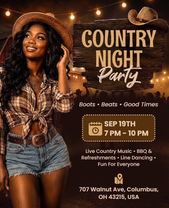 Country Night Party Flyer Template
