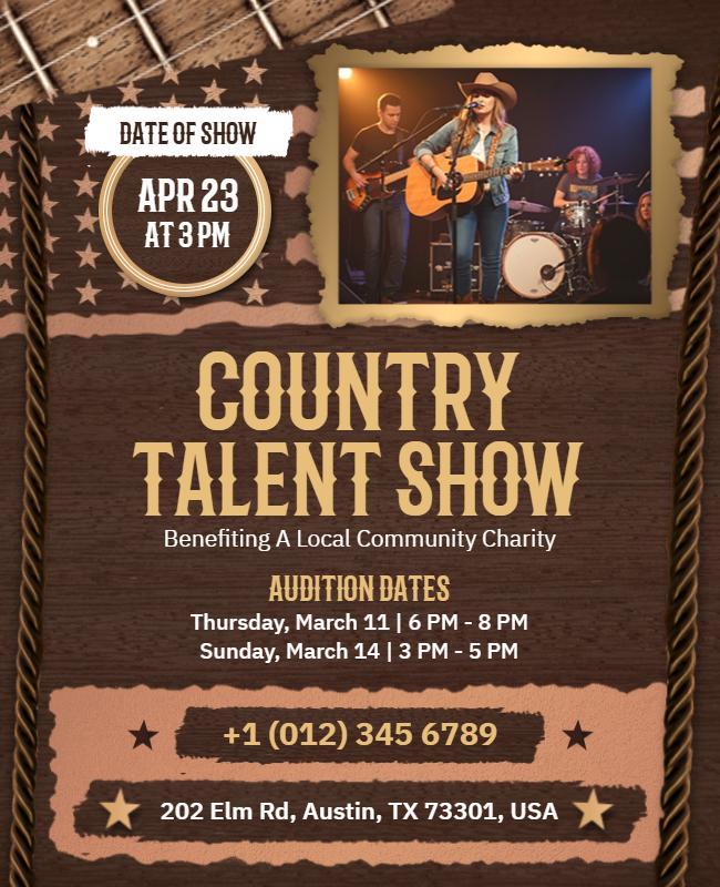 Country Talent Show Charity Flyer Template