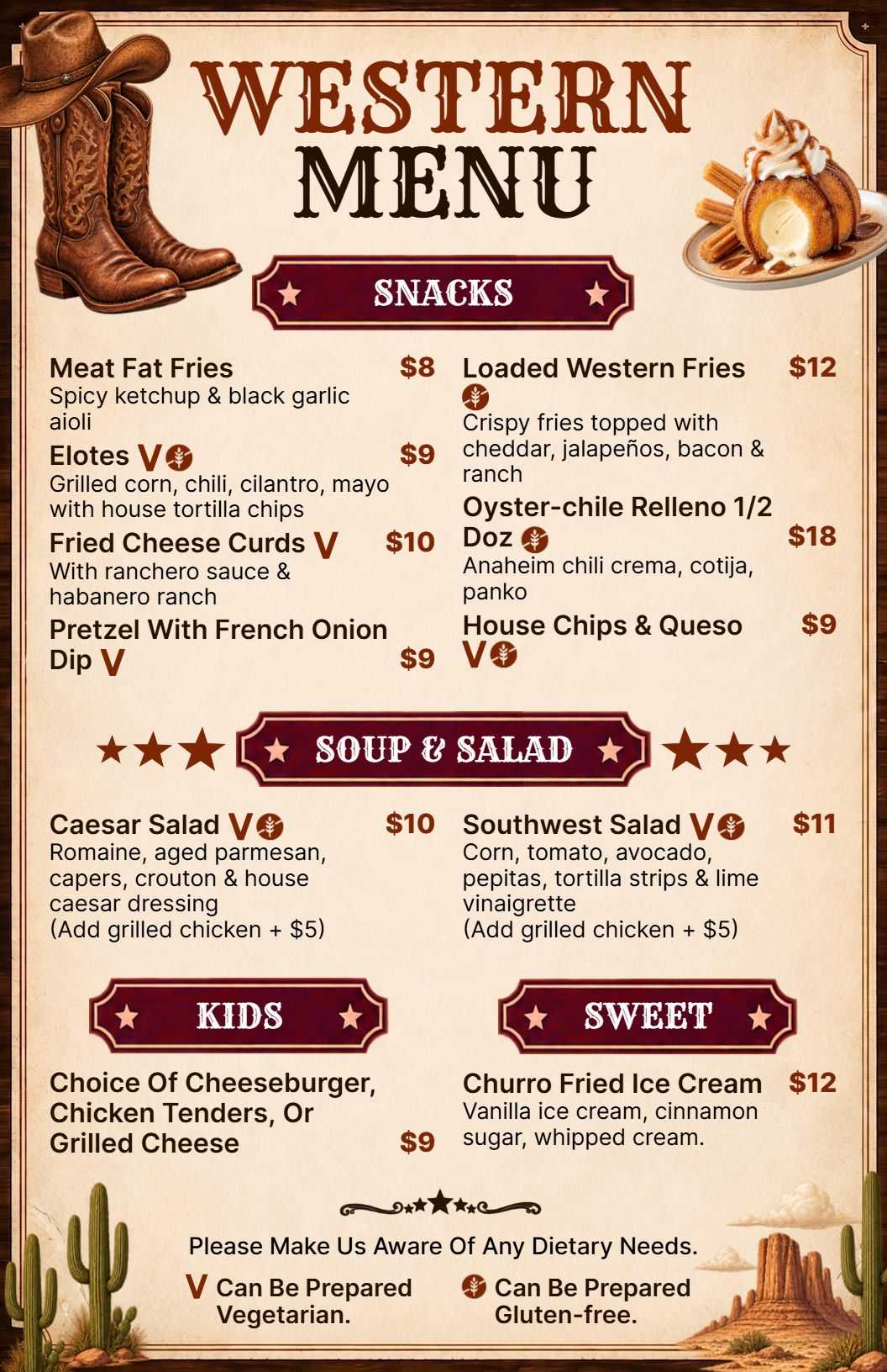 Country Western BBQ and Grill Menu Template