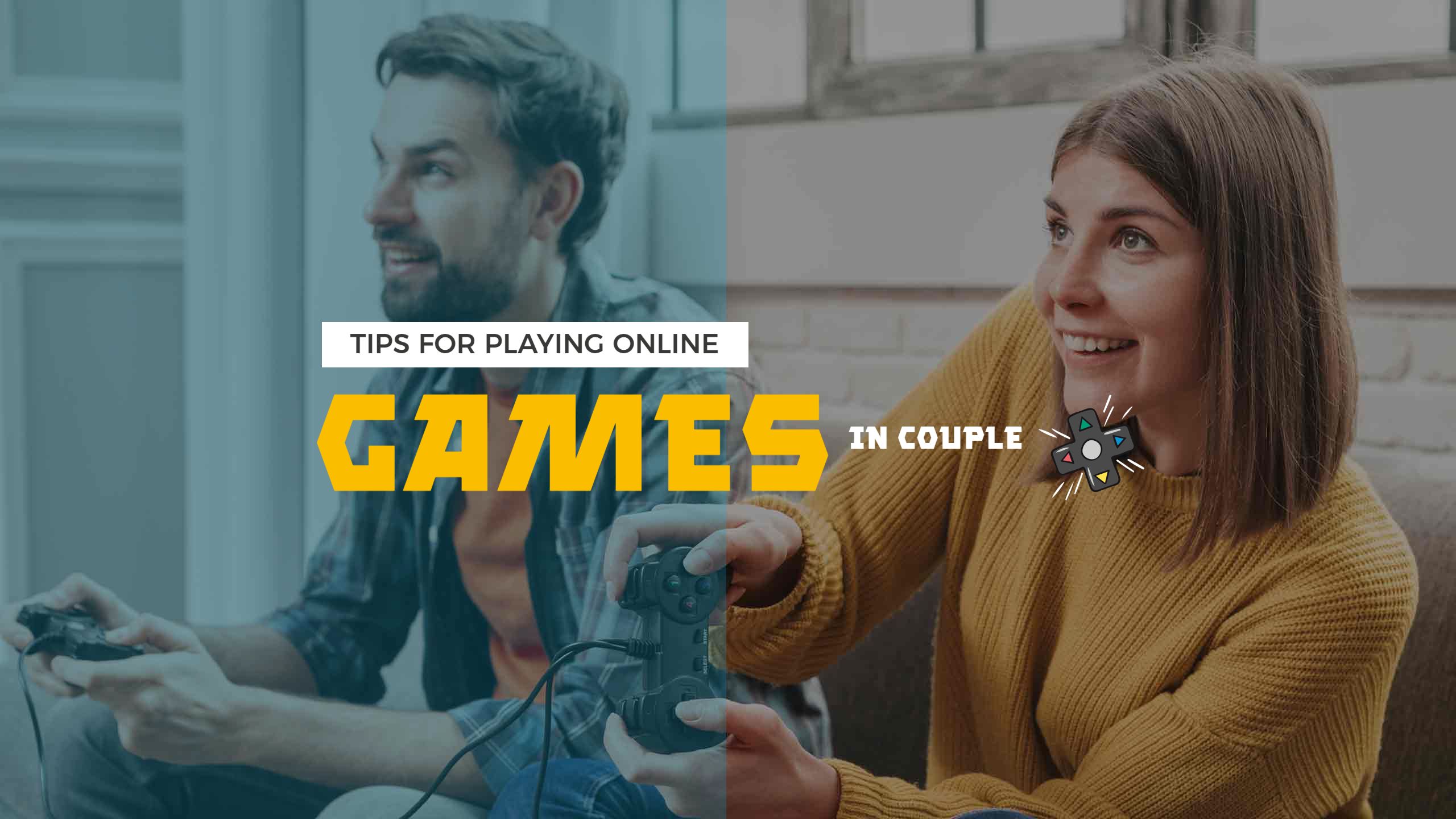 Couple Enjoying Online Games Tips for Fun Gameplay Banner Template