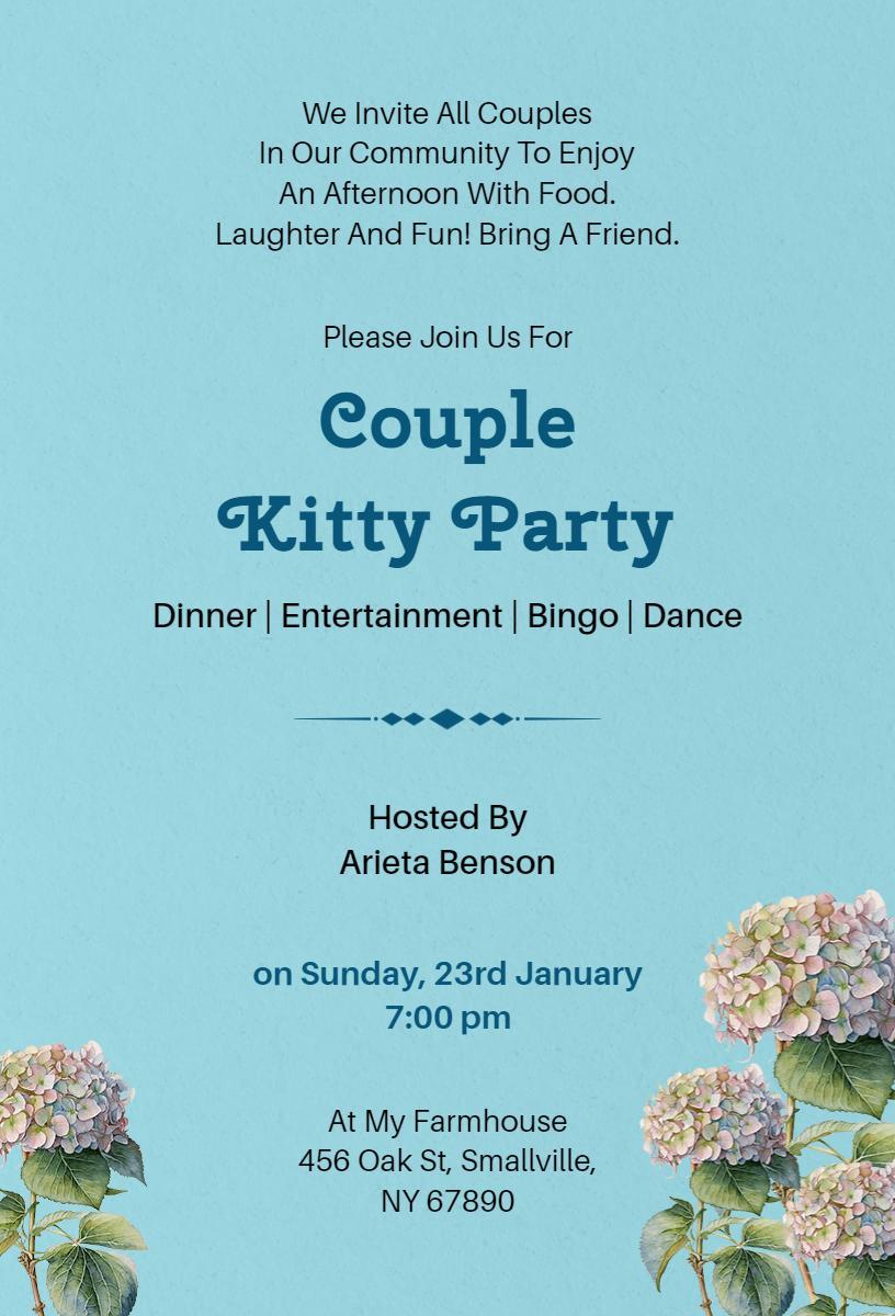 Couple Fun-filled Kitty Party Celebration Invitation Template