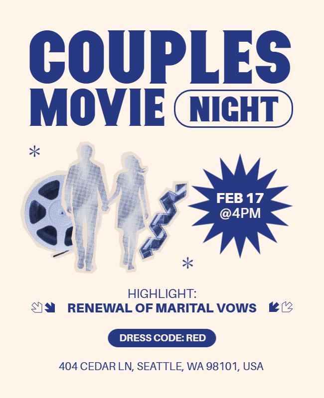 Couples Movie Night Celebration Flyer Template