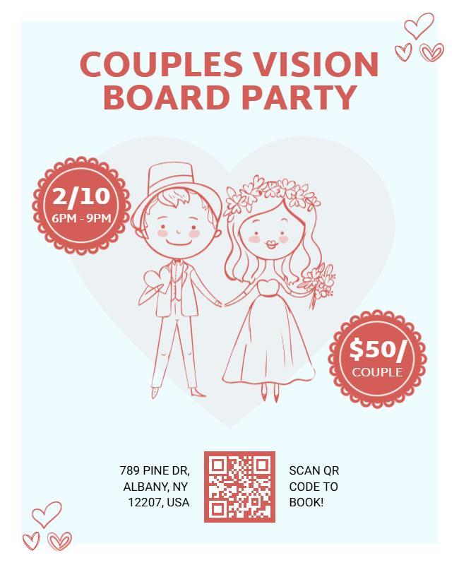 Couples Vision Board Party Invitation Flyer Template