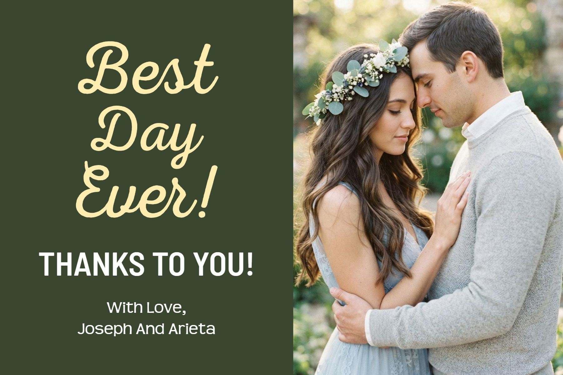 Couple's Wedding Thank You Postcard Template