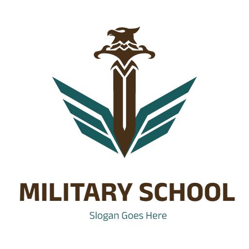 Courageous Eagle Symbolizing Valor in Military School Logo Template