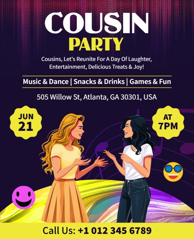 Cousin Party Celebration Flyer Template