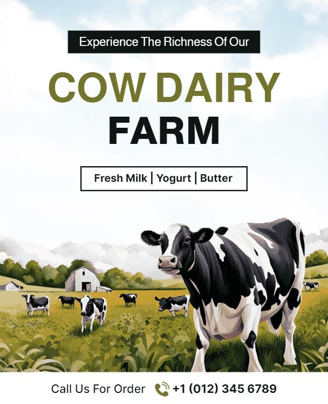 Cow Dairy Farm Fresh Milk Flyer Template