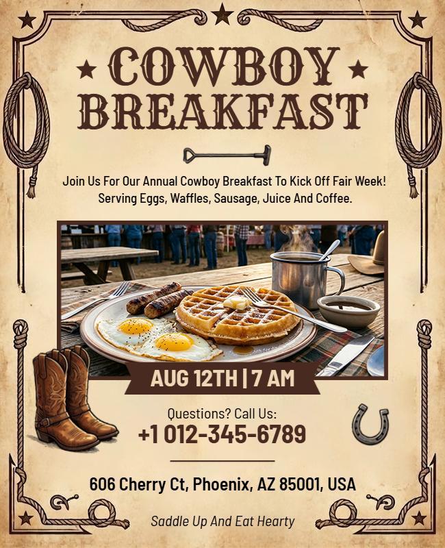 Cowboy Breakfast Event Promotional Flyer Template