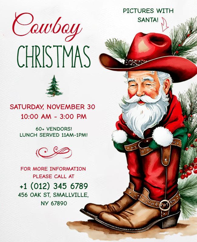 Cowboy Christmas Event Flyer Template