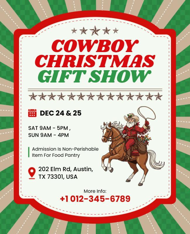 Cowboy Christmas Gift Show Event Flyer Template