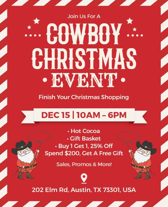 Cowboy Christmas Shopping Event Flyer Template