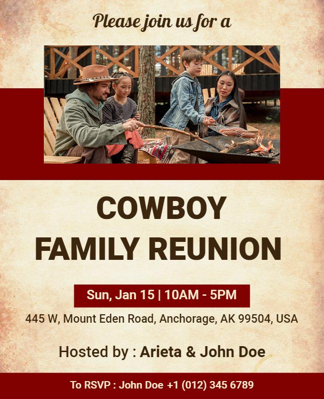 Cowboy Family Reunion Event Invitation Flyer Template