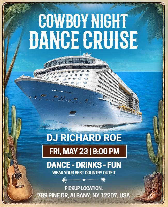 Cowboy Night Dance Cruise Event Flyer Template