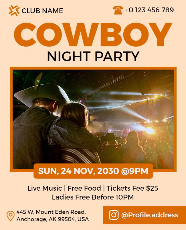 Cowboy Night Party Event Flyer Template