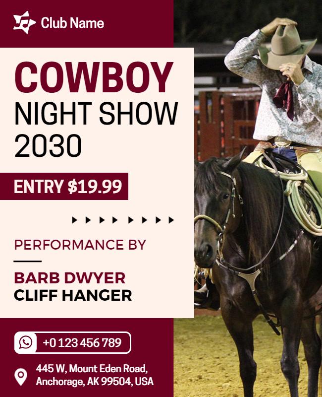 Cowboy Night Performance Event Flyer Template