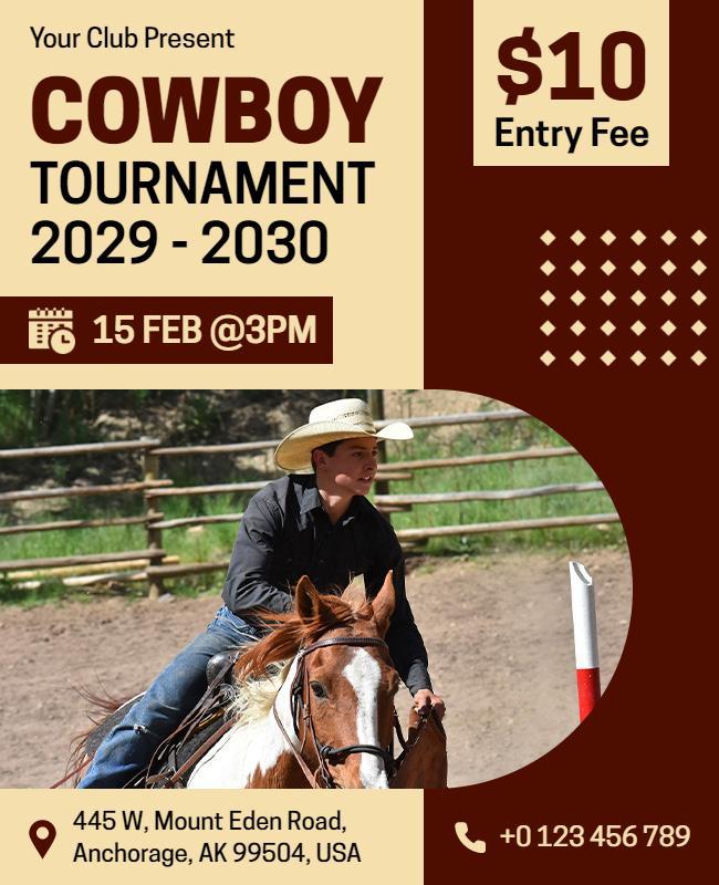 Cowboy Riding Tournament Promotional Flyer Template