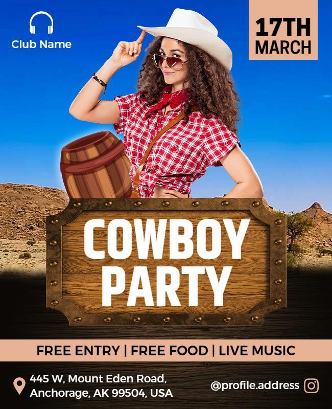 Cowboy Theme Party Event Flyer Template