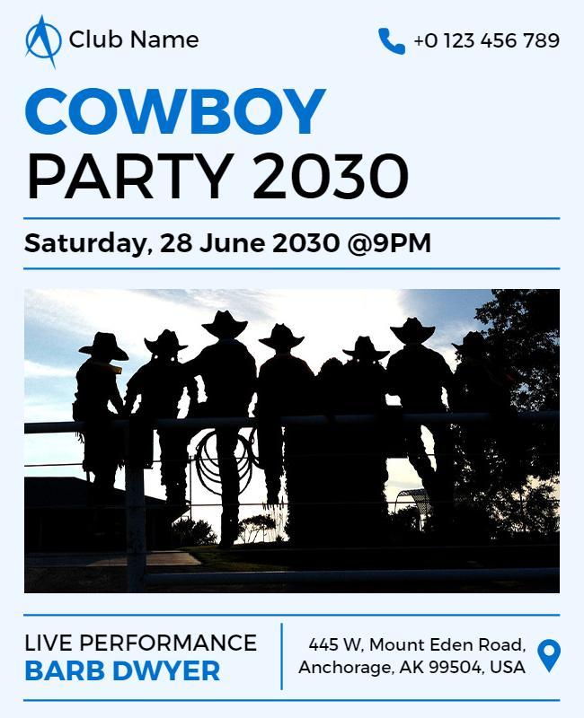 Cowboy Themed Party Event Flyer Template