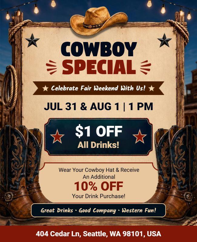 Cowboy Themed Special Offer Flyers Template