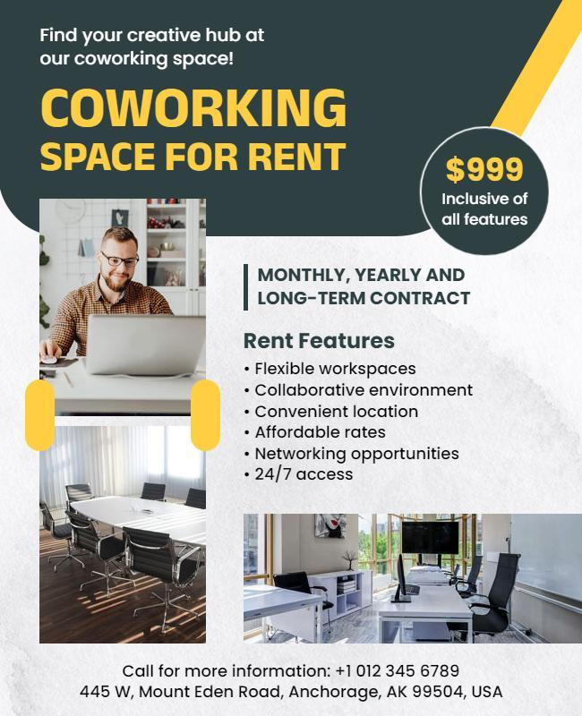 Coworking Space Rental Advertisement Flyer Template