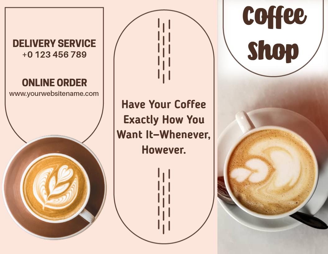 Cozy Artisanal Coffee Flavors and Delivery Service Brochure Template