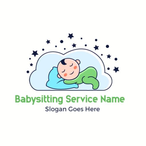 Cozy Baby Sleeping Peacefully on Cloudy Night Logo Template