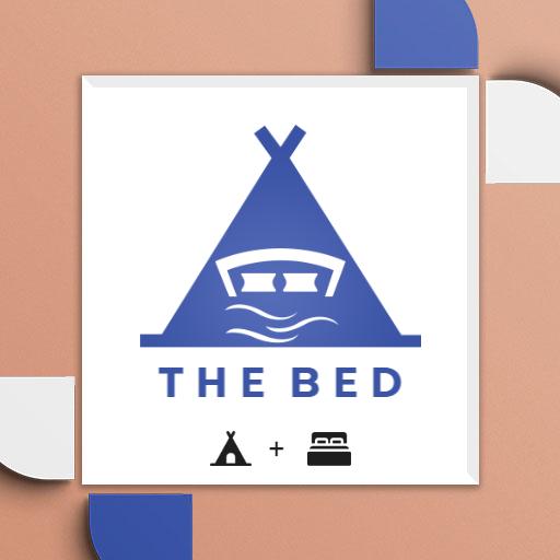 Cozy Blue Bed Design Complementing Relaxation and Comfort Logo Template