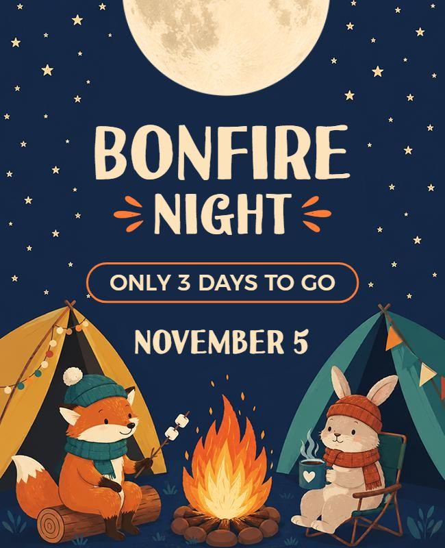 Cozy Bonfire Night Camping Poster Template