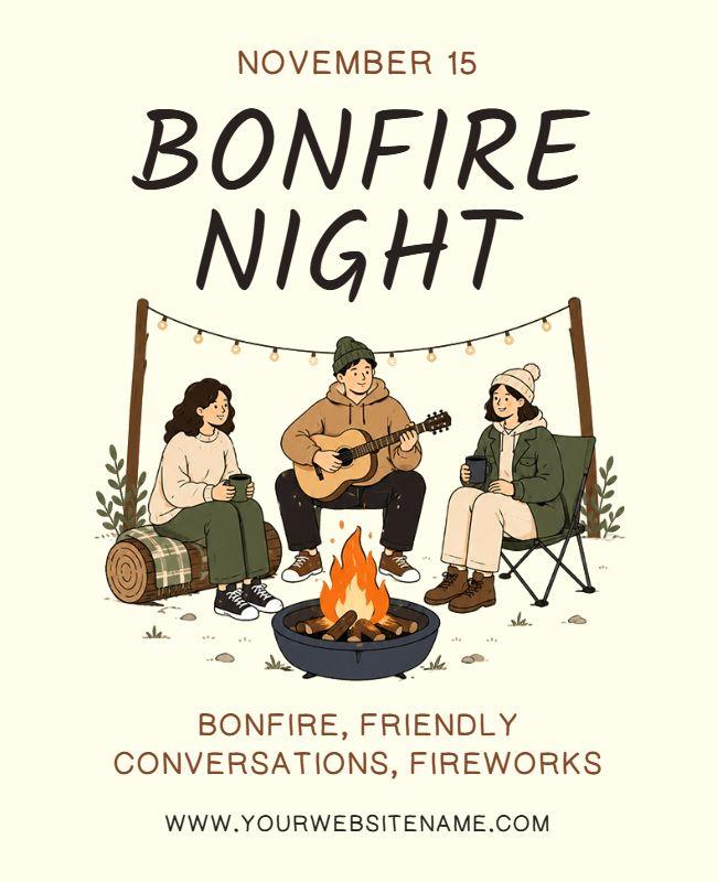 Cozy Bonfire Night Gathering Poster Template