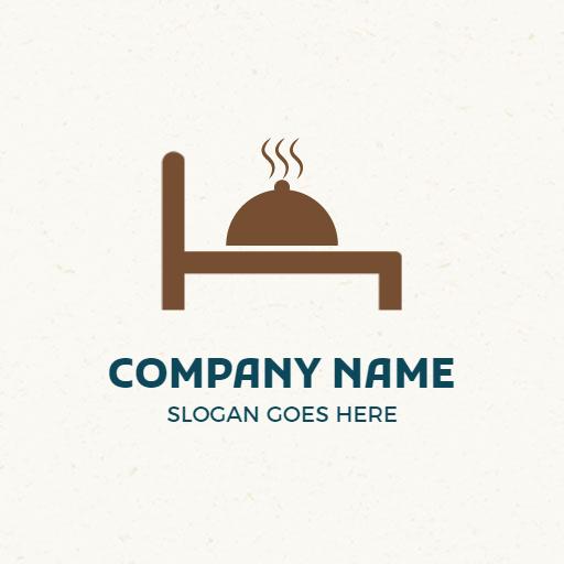 Cozy Brown Bed with Delicious Food Presentation Logo Template