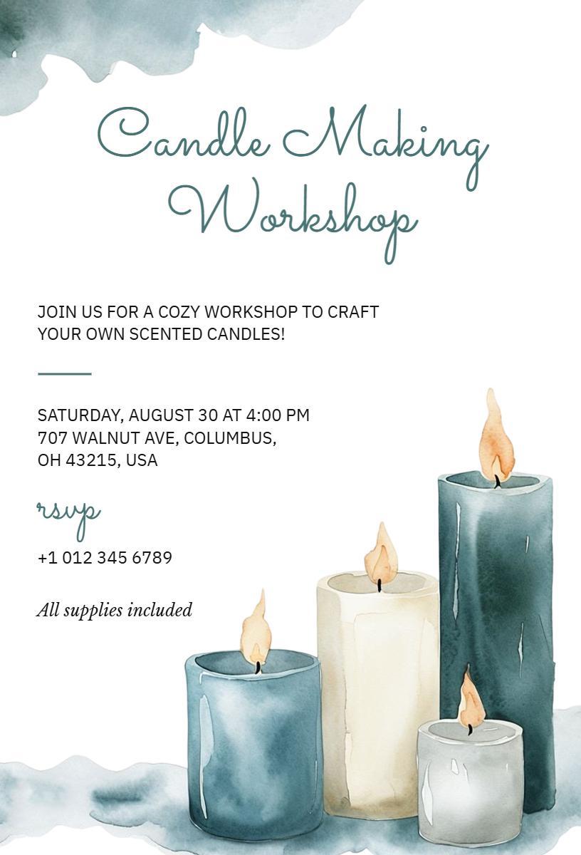 Cozy Candle Making Craft Workshop Invitation Template