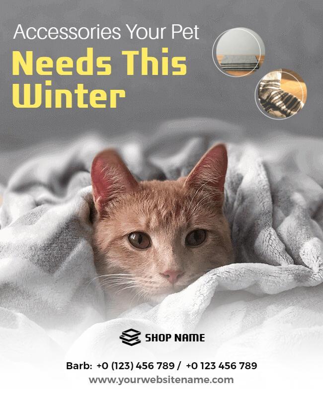 Cozy Cat Winter Pet Accessories Promotion Poster Template