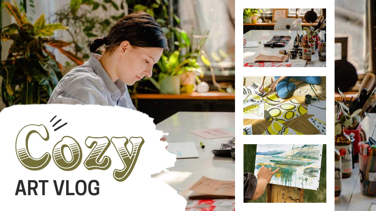 Cozy Creative Art Process Vlog YouTube Thumbnail Template