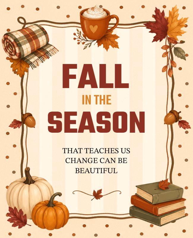 Cozy Fall Season Decorative Poster Template
