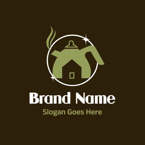 Cozy Green Tea Pot Design Inviting You to Cafe Experience Logo Template