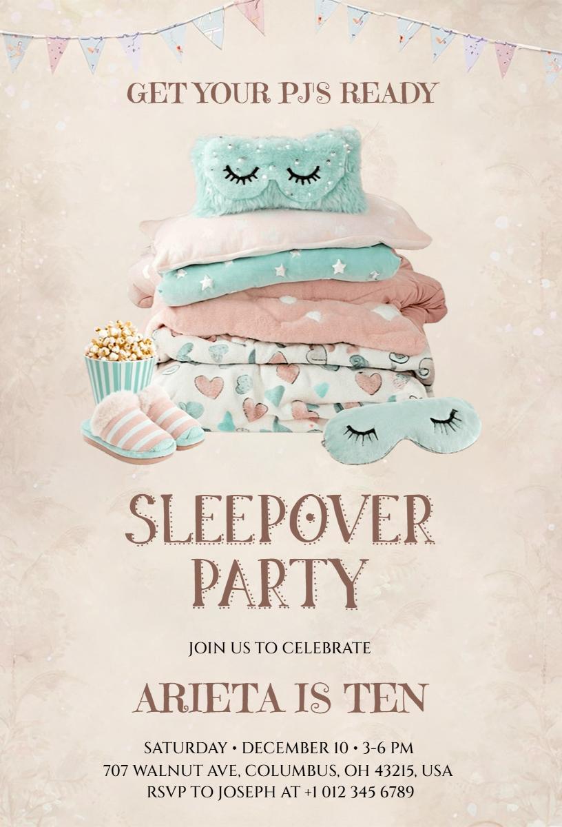 Cozy Pajama Sleepover Party Celebration Invitation Template