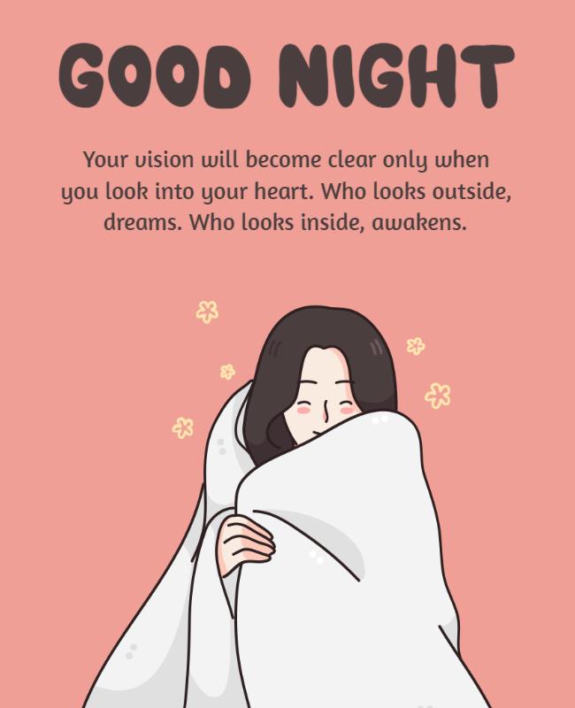 Cozy Pink Good Night Inspirational Quote Poster Template