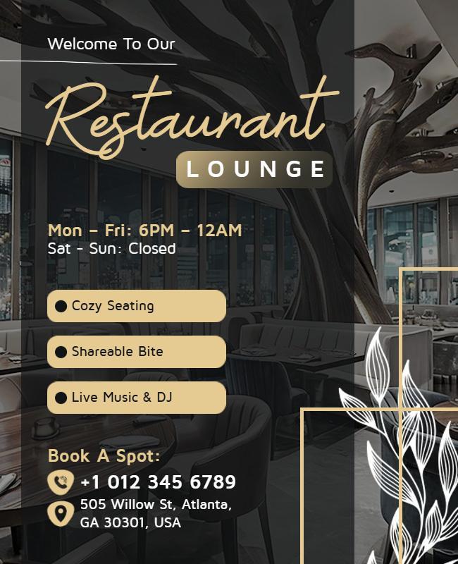 Cozy Restaurant Lounge Event Flyer Template