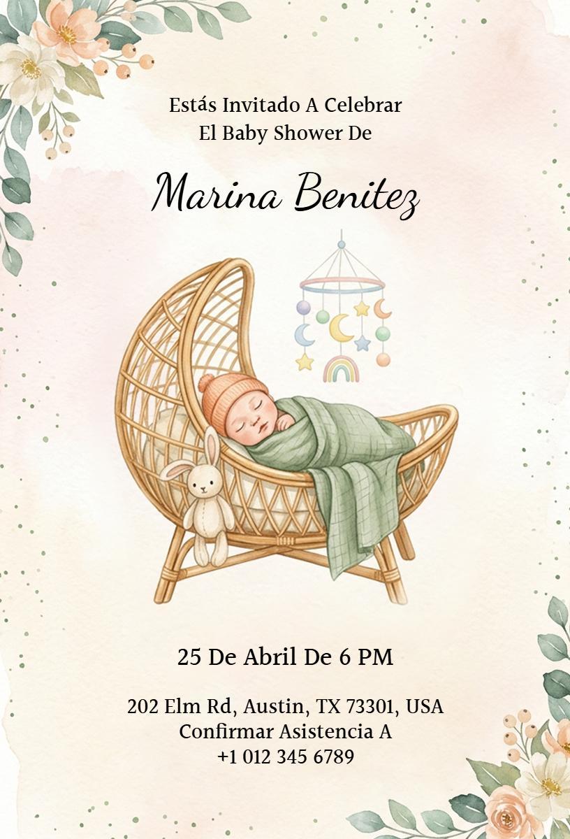 Cozy Woodland Theme Baby Shower Celebration Invitation Template