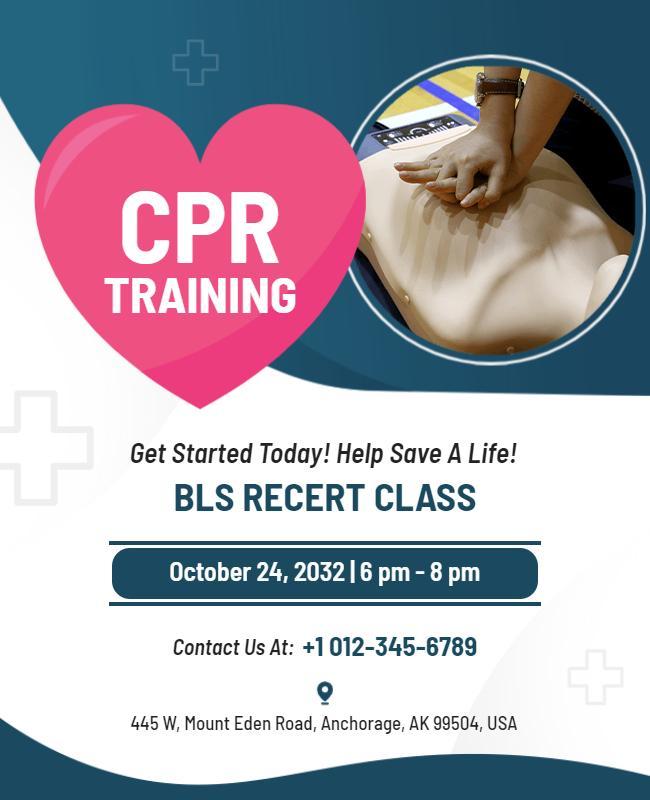 Cpr Training Certification Course Flyer Template