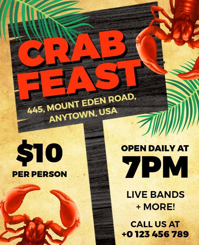 Crab Feast Event Flyer with Live Music Template