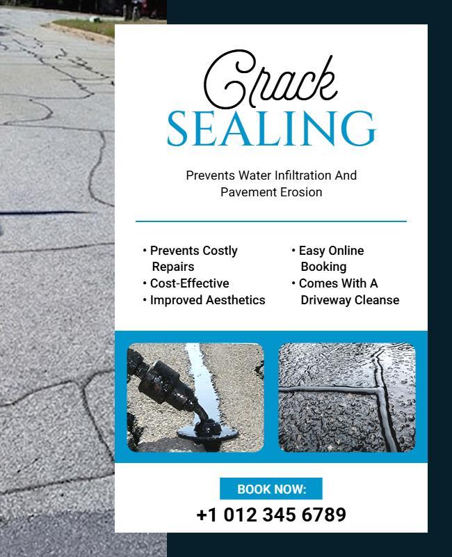 Crack Sealing Services Promotion Poster Template