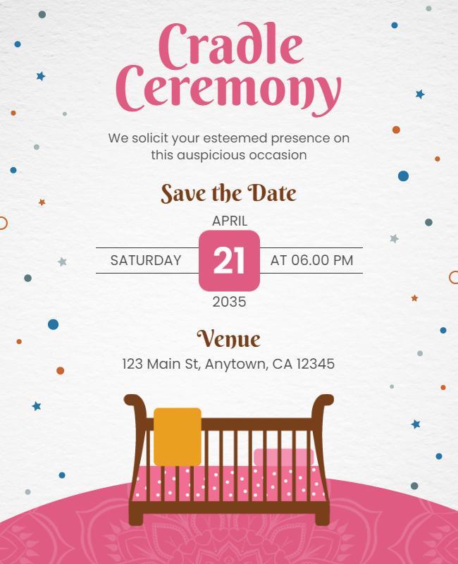 Charming Pink Cradle Ceremony Save the Date Flyer Template