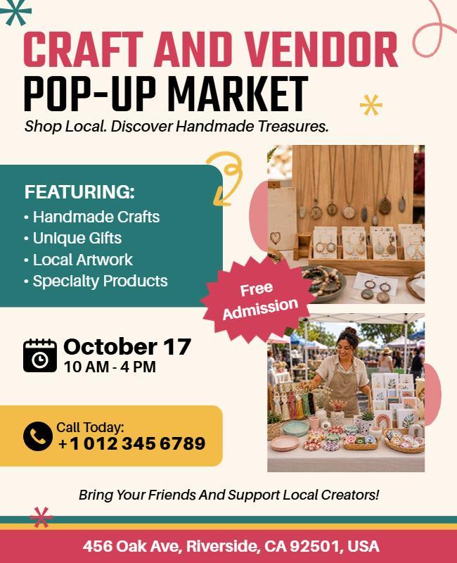 Craft and Vendor Pop-up Market Flyer Template